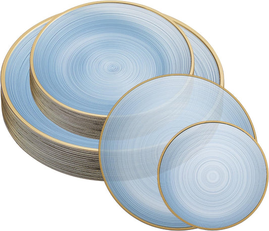 Elegant 64 Pieces Crystal Design Plastic Plates Combo Pack