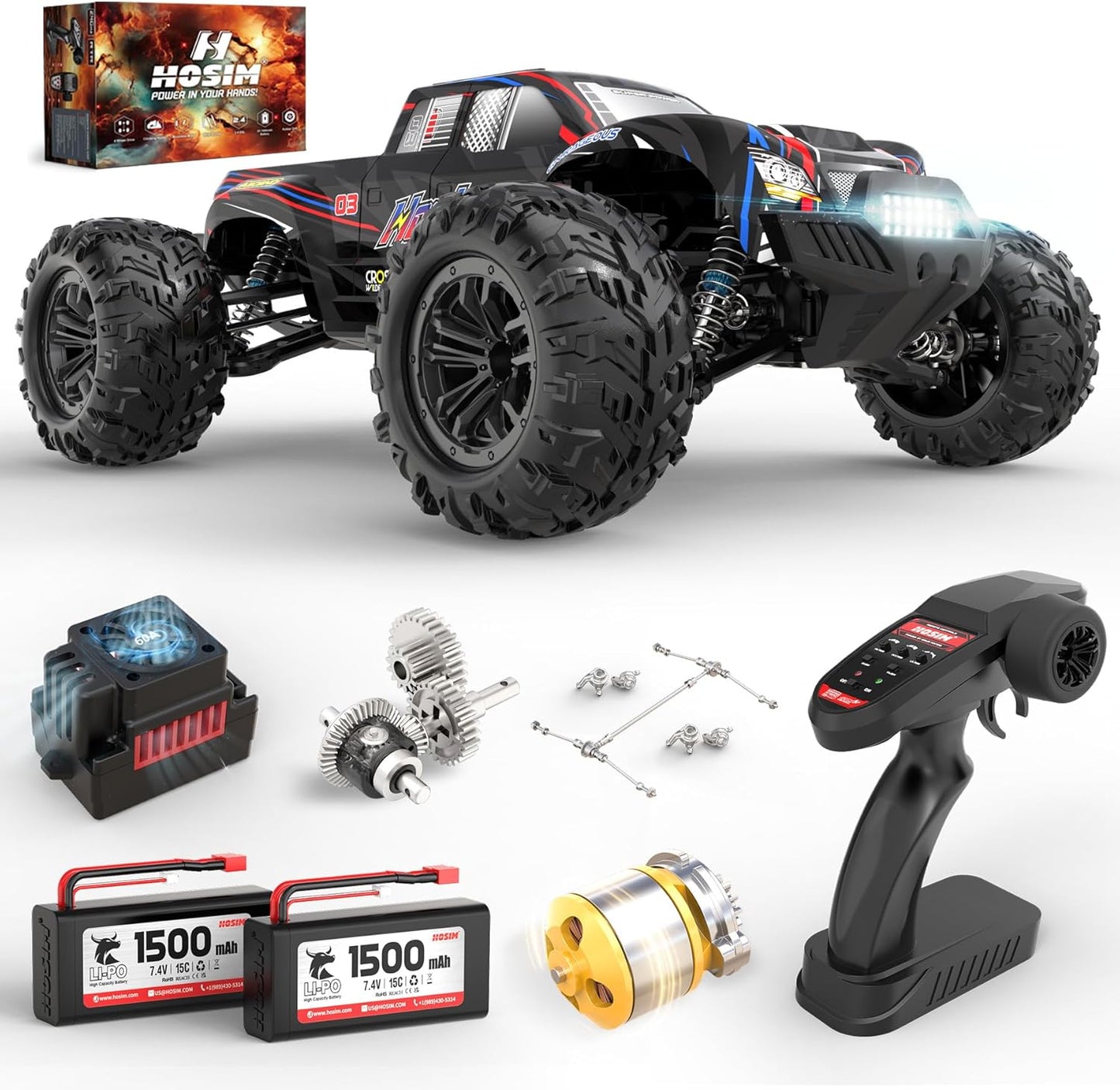 Hosim 1/10 RC Cars for Adults - Fast Brushless Off Road Fun