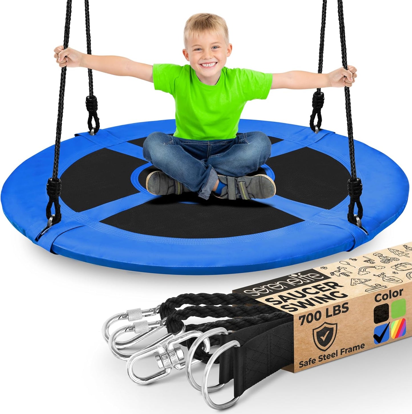 SereneLife Outdoor Saucer Swing for Kids - 40 Inch Fun
