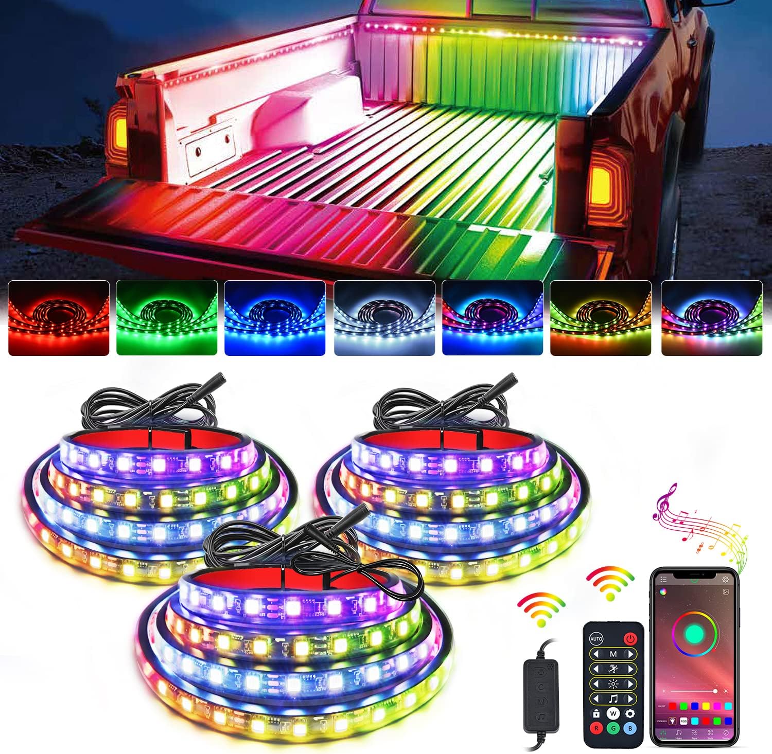 RGB Truck Bed Lights Sync Music & App Control