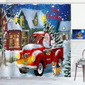 Cheerful Christmas Shower Curtain Set 72x72 with 12 Hooks