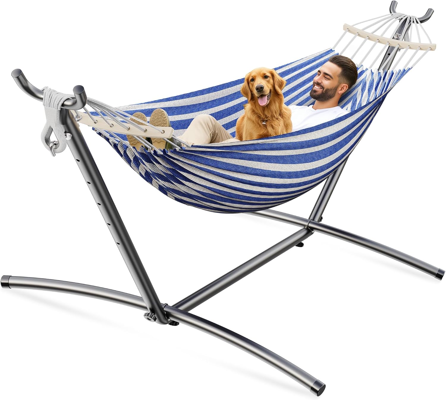 Double Hammock with 500 lb Capacity for Indoor and Outdoor Use