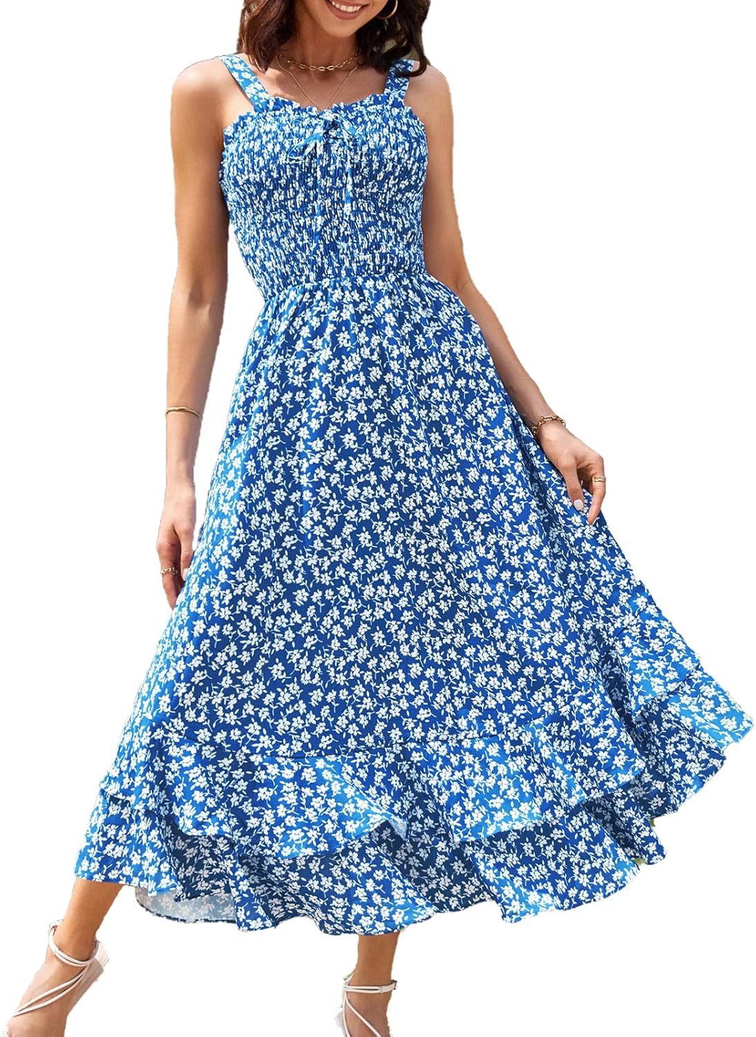 Floral Boho Maxi Dress for Women - Summer Swing Sundress