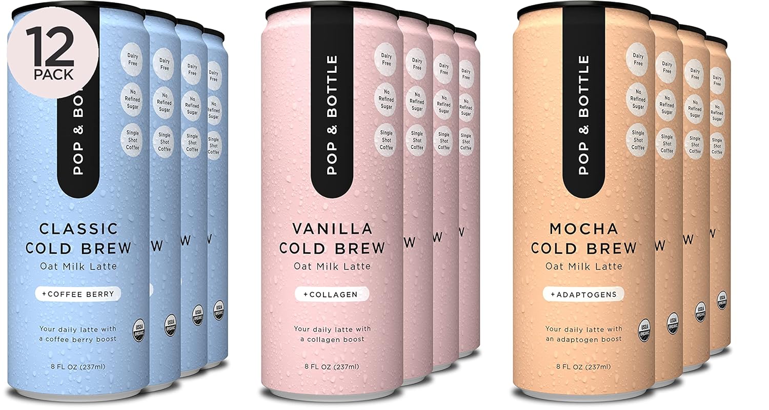 Pop & Bottle Oat Milk Lattes - Organic Cold Brew Variety Pack