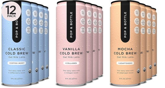 Pop & Bottle Oat Milk Lattes - Organic Cold Brew Variety Pack
