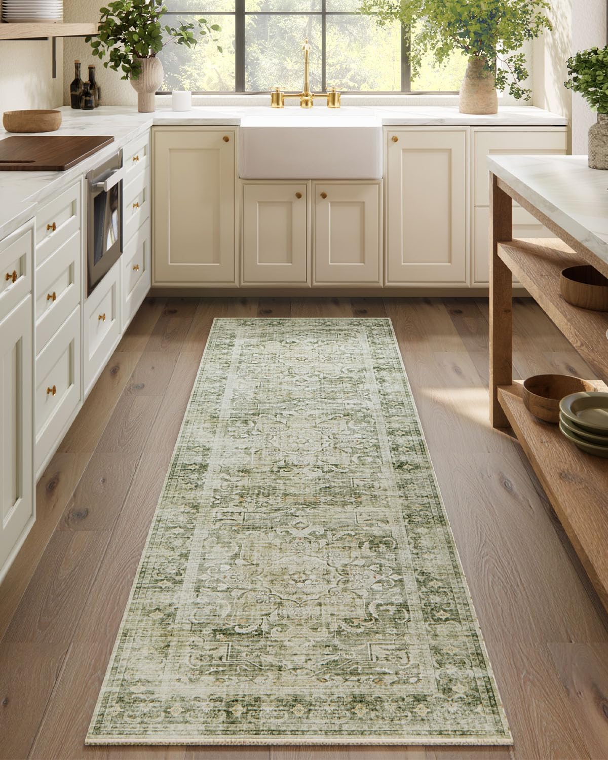 Washable Runner Rug Non Slip for Kitchen and Hallway Use