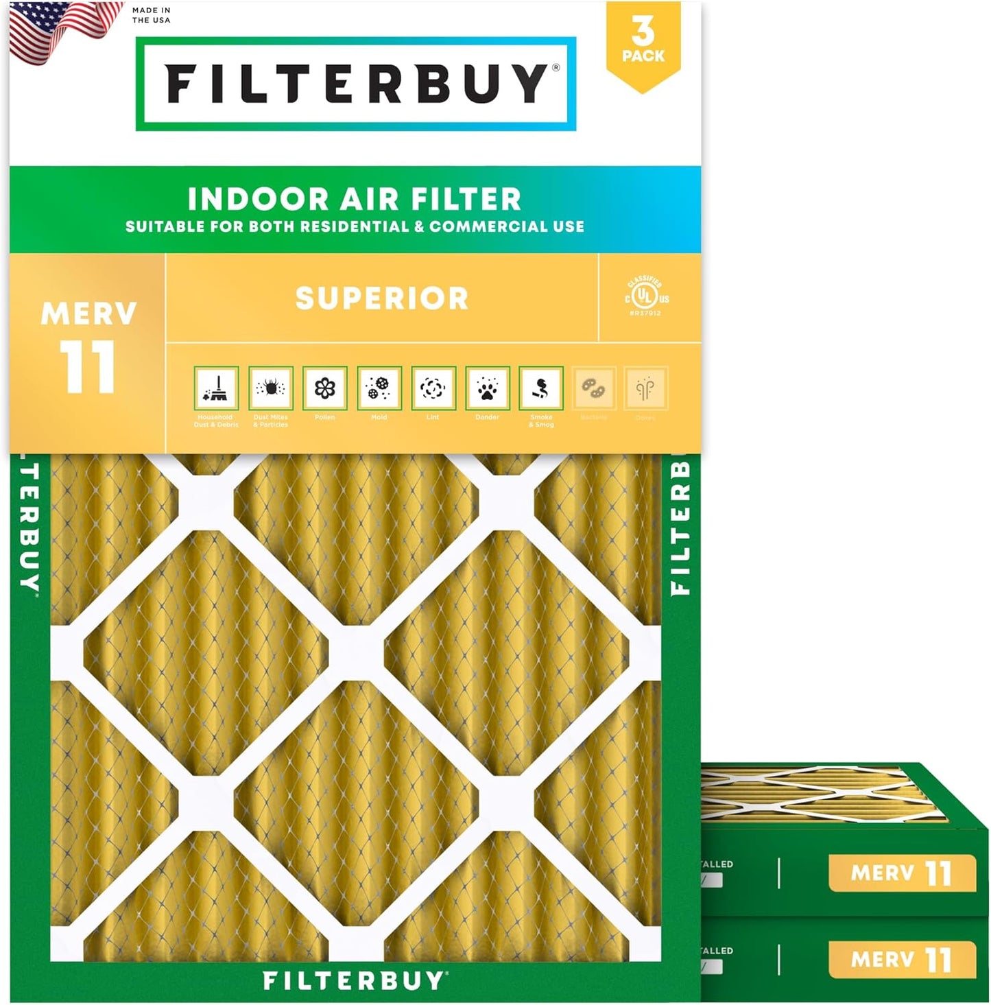 Filterbuy 24x30x2 Air Filter MERV 11 for Pet & Allergy Defense