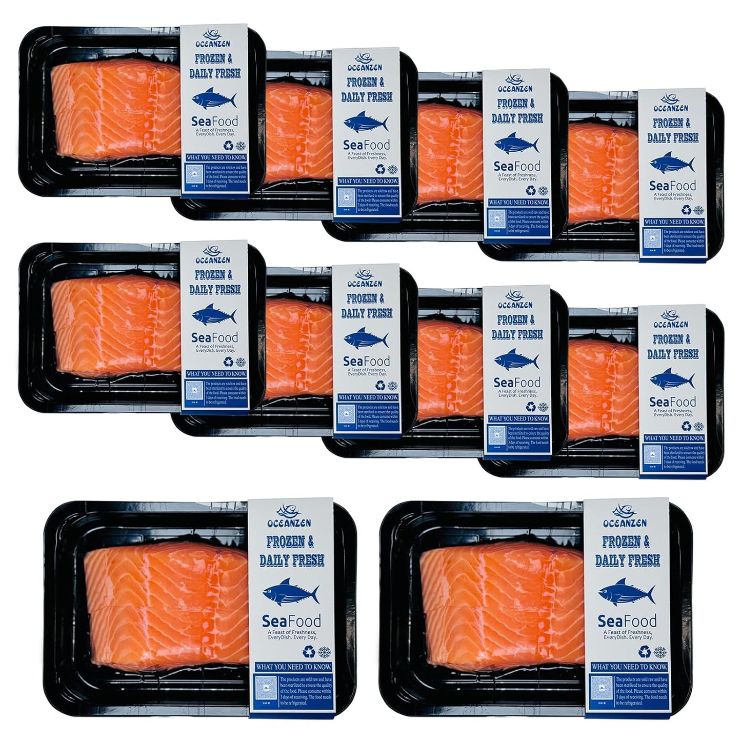 OCEANZEN Atlantic Salmon Sashimi Grade 10 Packs Fresh-Cut Fish