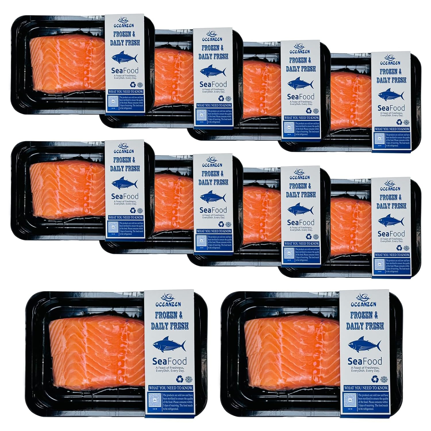 OCEANZEN Atlantic Salmon Sashimi Grade 10 Packs Fresh-Cut Fish