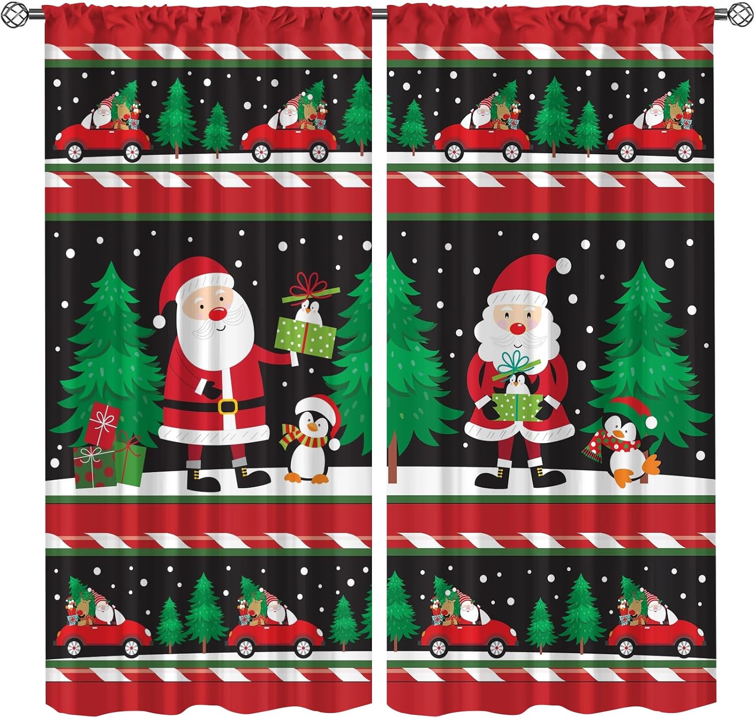 Christmas Red Truck Curtains - Festive, Easy-Care Design!