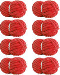 Chunky Yarn 8 Pack Red 28yds Jumbo Bulky Chenille - Fast Knit