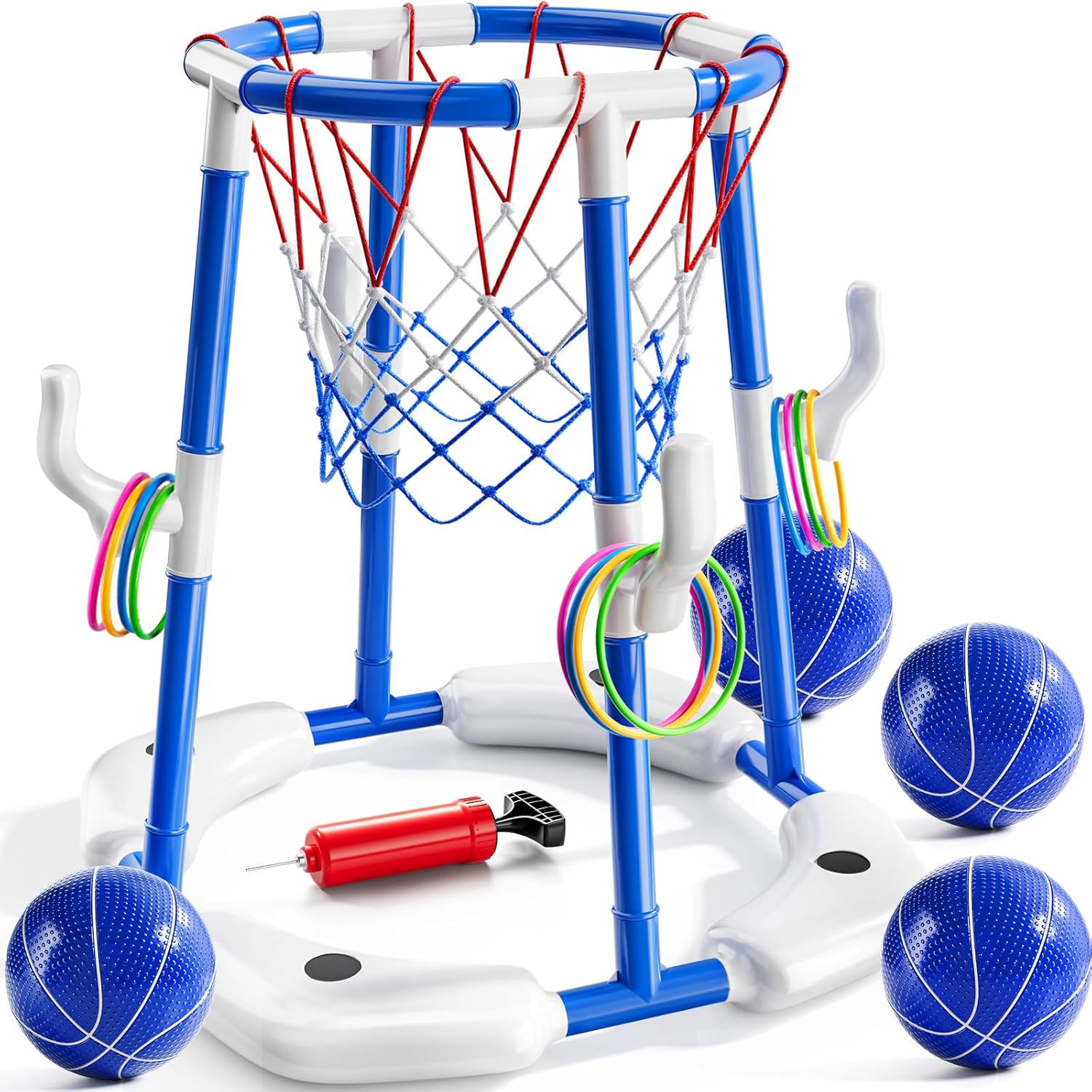 Pool Basketball Hoop for Summer Fun with 4 Balls and Pump