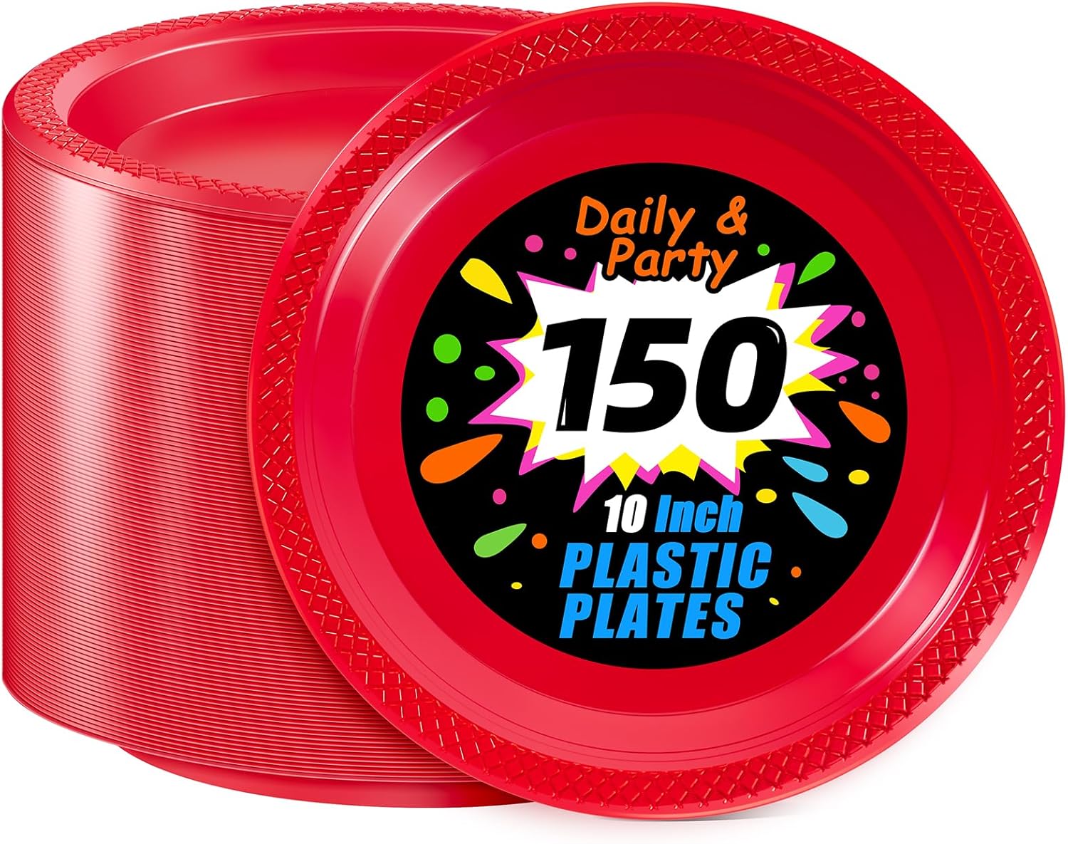 WELLIFE Red Party Plates 10 Inch - Perfect for Any Celebration