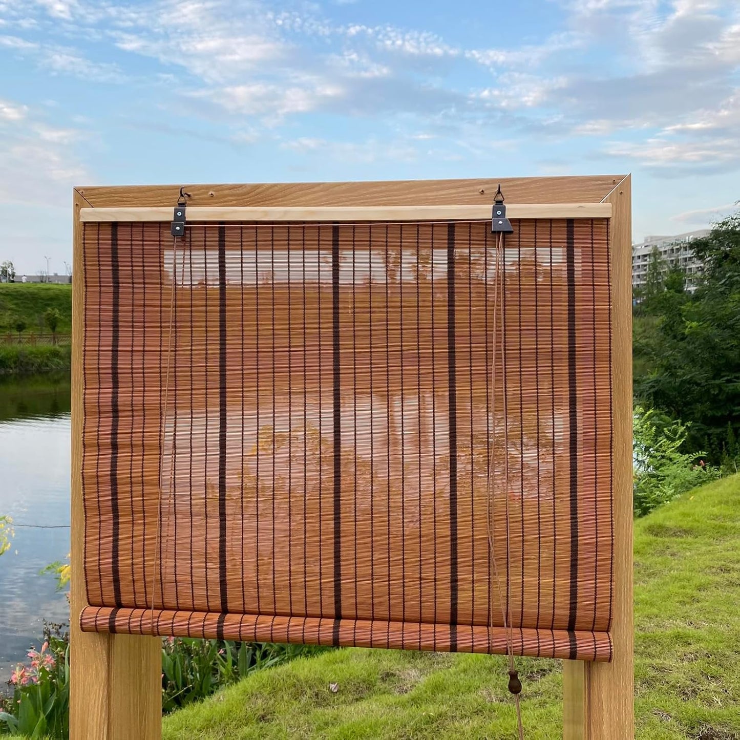XIUXIU Bamboo Roller Shades for Light Filtering Indoor Outdoor