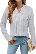 Blooming Jelly Women's Dressy Casual V Neck Pleated Blouse - Work