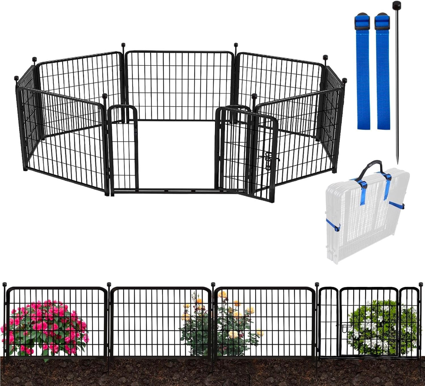 ADAVIN Garden Fencing 24 Inch High Decorative Pet Fence Panels