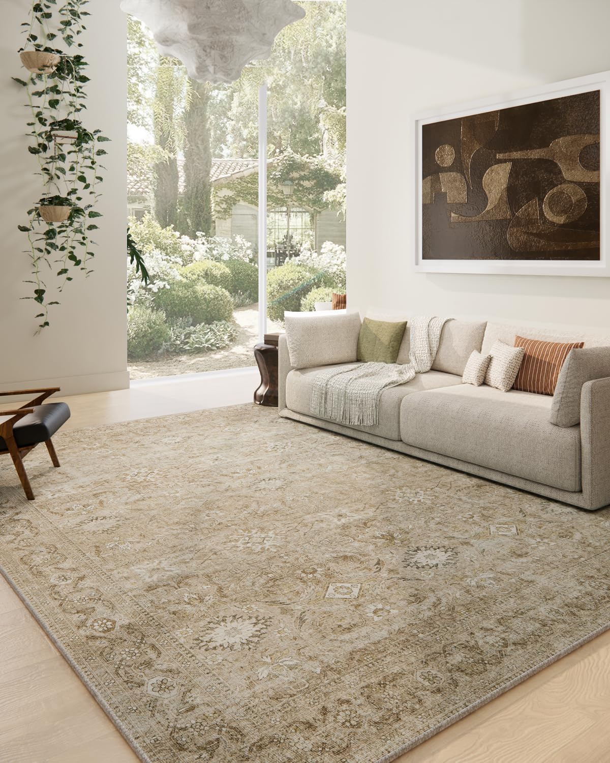 Washable Living Room Area Rugs: Soft Non-Slip Vintage Boho Rug