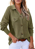 Waffle Knit Sweater Shacket Button Down Shirt - Cozy Fall Layer