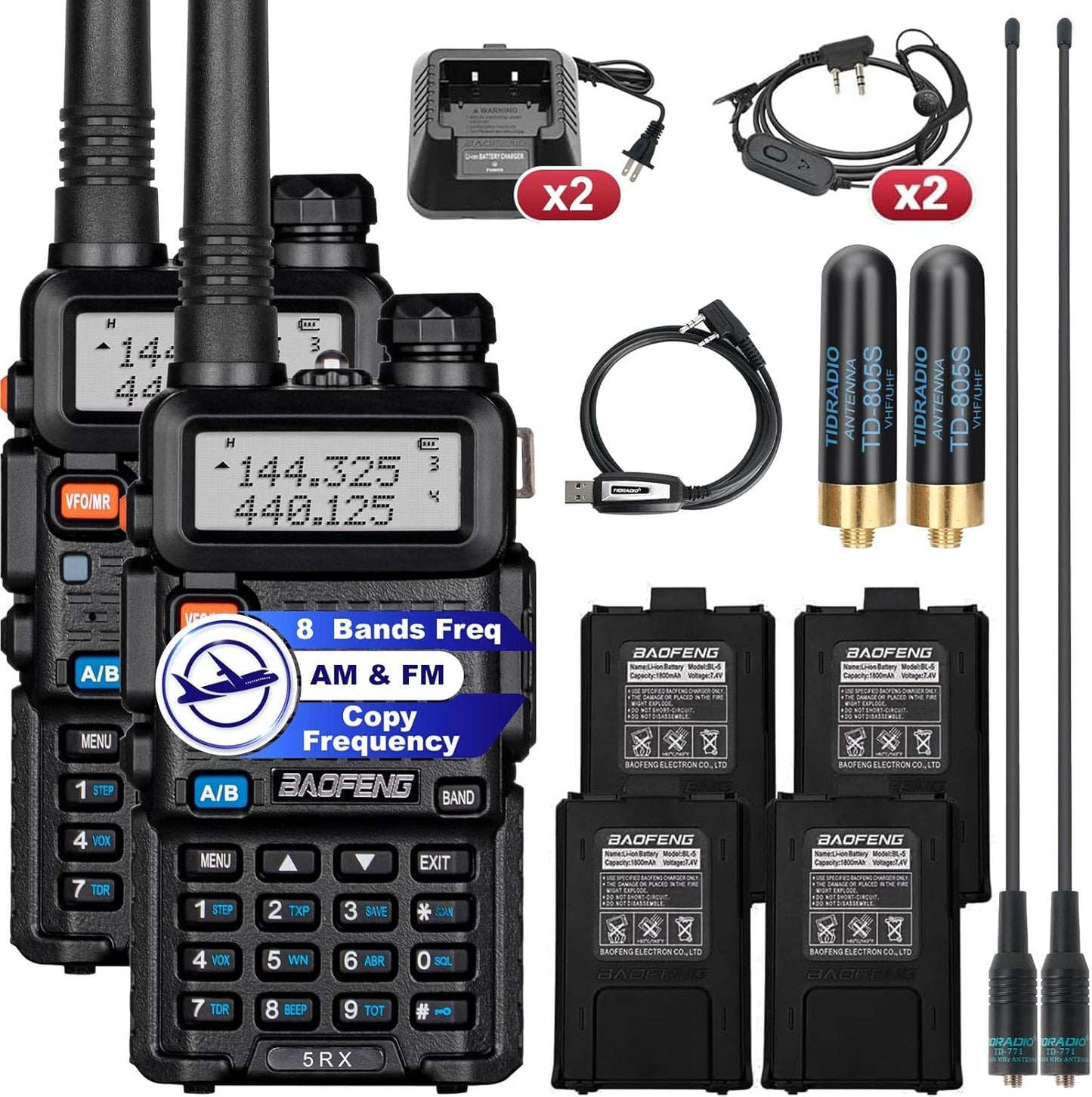 Baofeng 5RX Ham Radio: Multi-Band Two Way Radio with Earpiece
