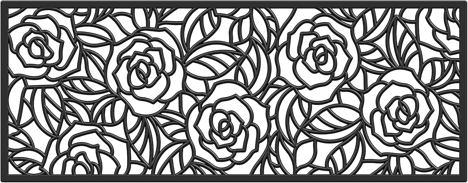 Calloway Mills Black Rose Rubber Doormat for All Seasons