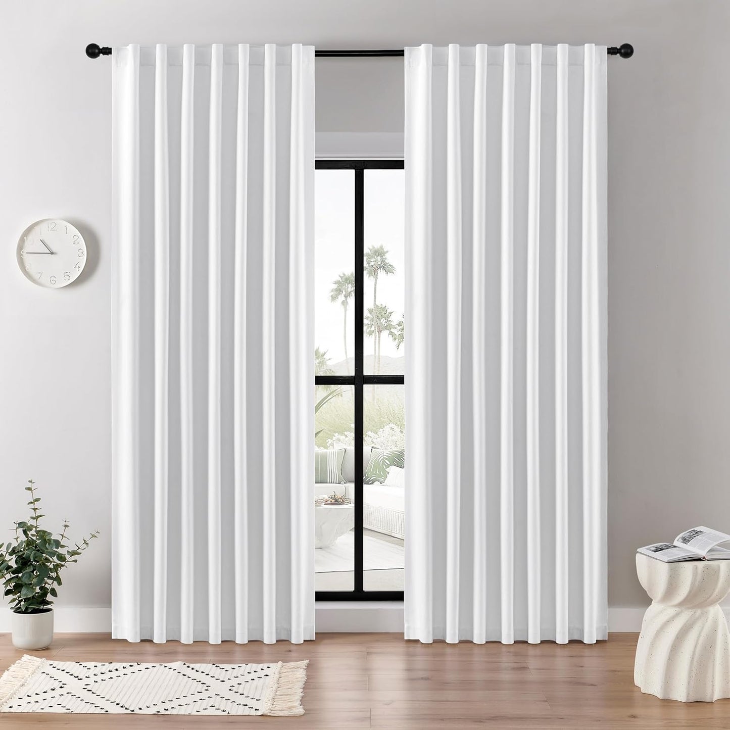 Joydeco Faux Linen Blackout Curtains for Bedroom and Living Room