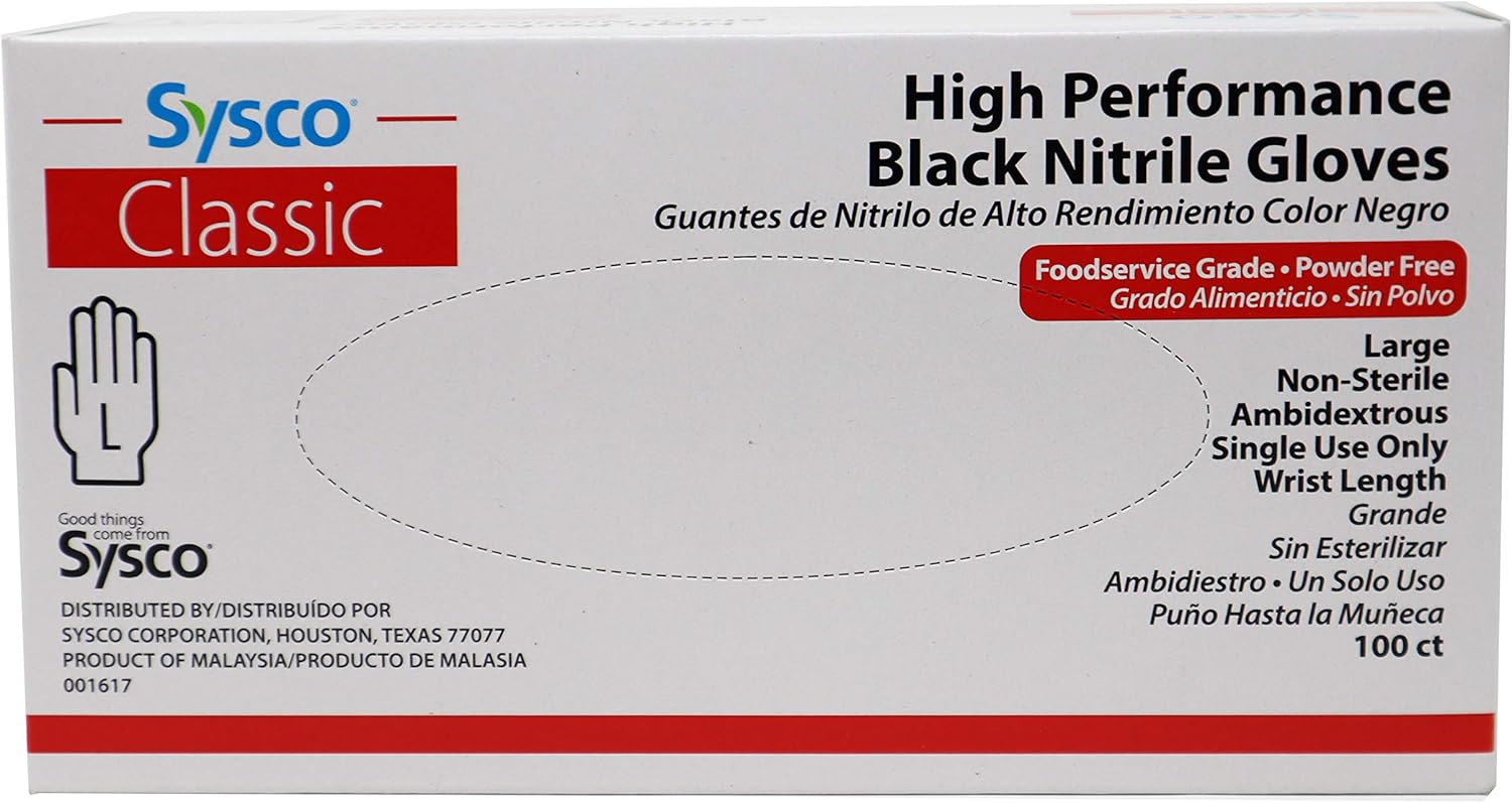 Sysco Nitrile Gloves - 100 Pack, Food Grade, Powder-Free
