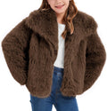 Girls Faux Fur Coat Fluffy Fleece Jacket for Winter Warmth