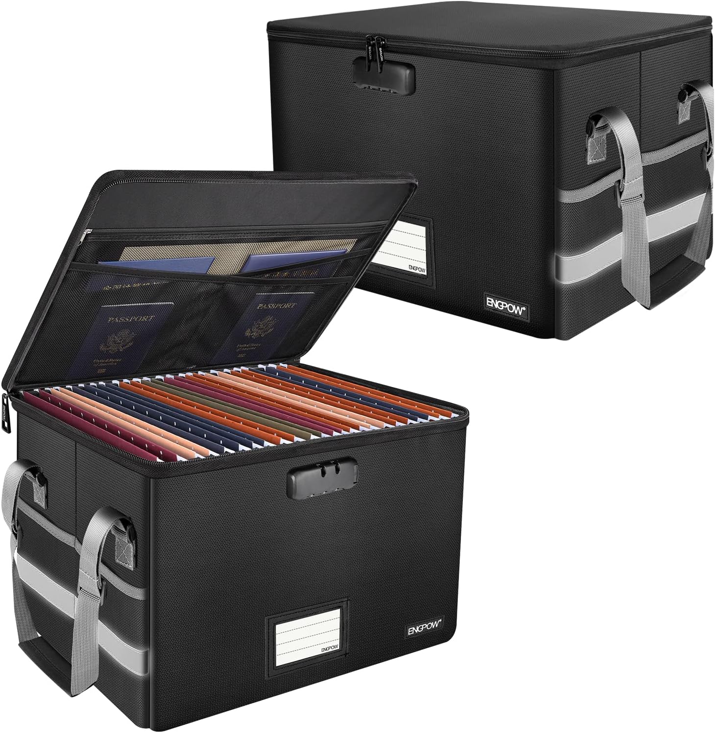 ENGPOW Fireproof Document Box with Lock for Secure Storage