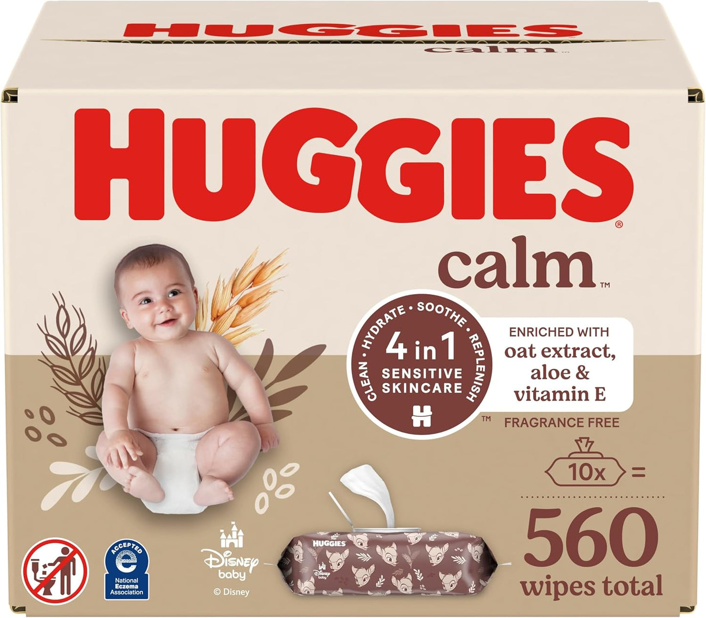 Huggies Calm Baby Wipes - 10 Push Button Packs for Sensitive Skin