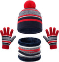 OZERO Kids Winter Knit Hat Gloves Scarf Set for 3-8 Years