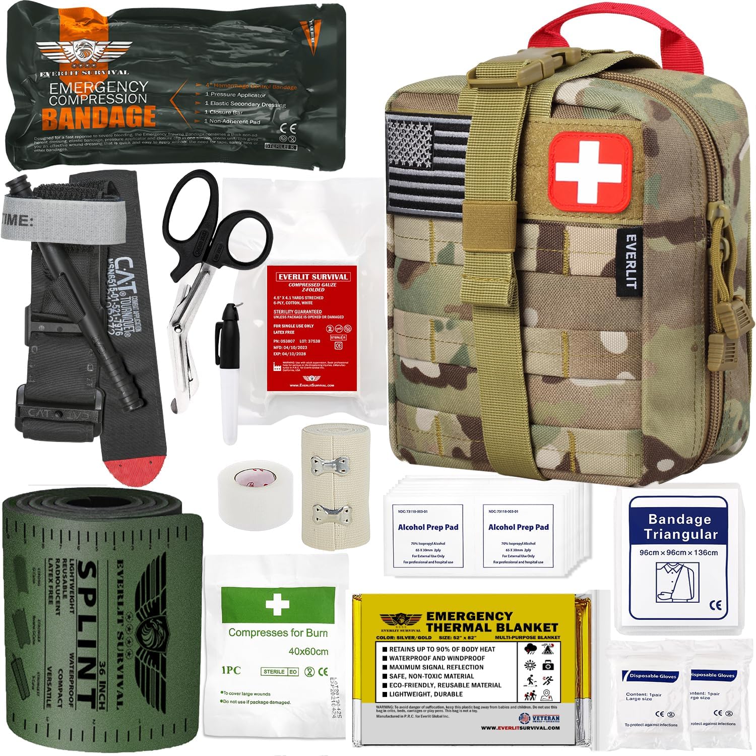 EVERLIT Emergency Trauma Kit for Critical Wounds and First Aid