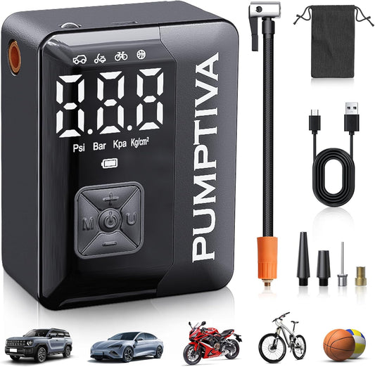 Pumptiva Portable Air Compressor - 150 PSI Cordless Pump with LCD Display