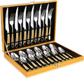 Hammered Silver Gold Silverware Set 24-Piece Flatware Set - Service