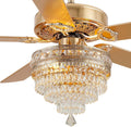 Crystal Ceiling Fan Fandelier with Lights - 52 in Elegant Lighting Fan