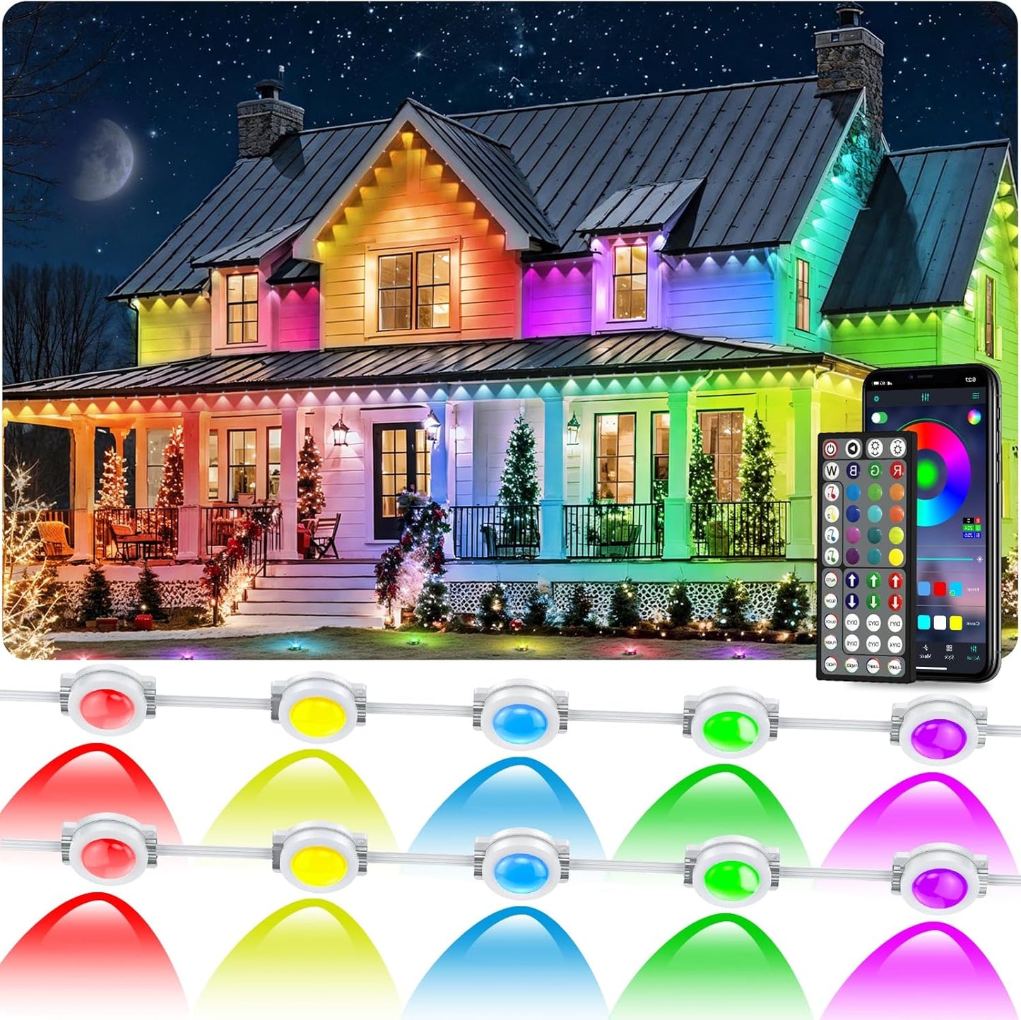 300FT Permanent Outdoor RGB Lights for All Holiday Decor