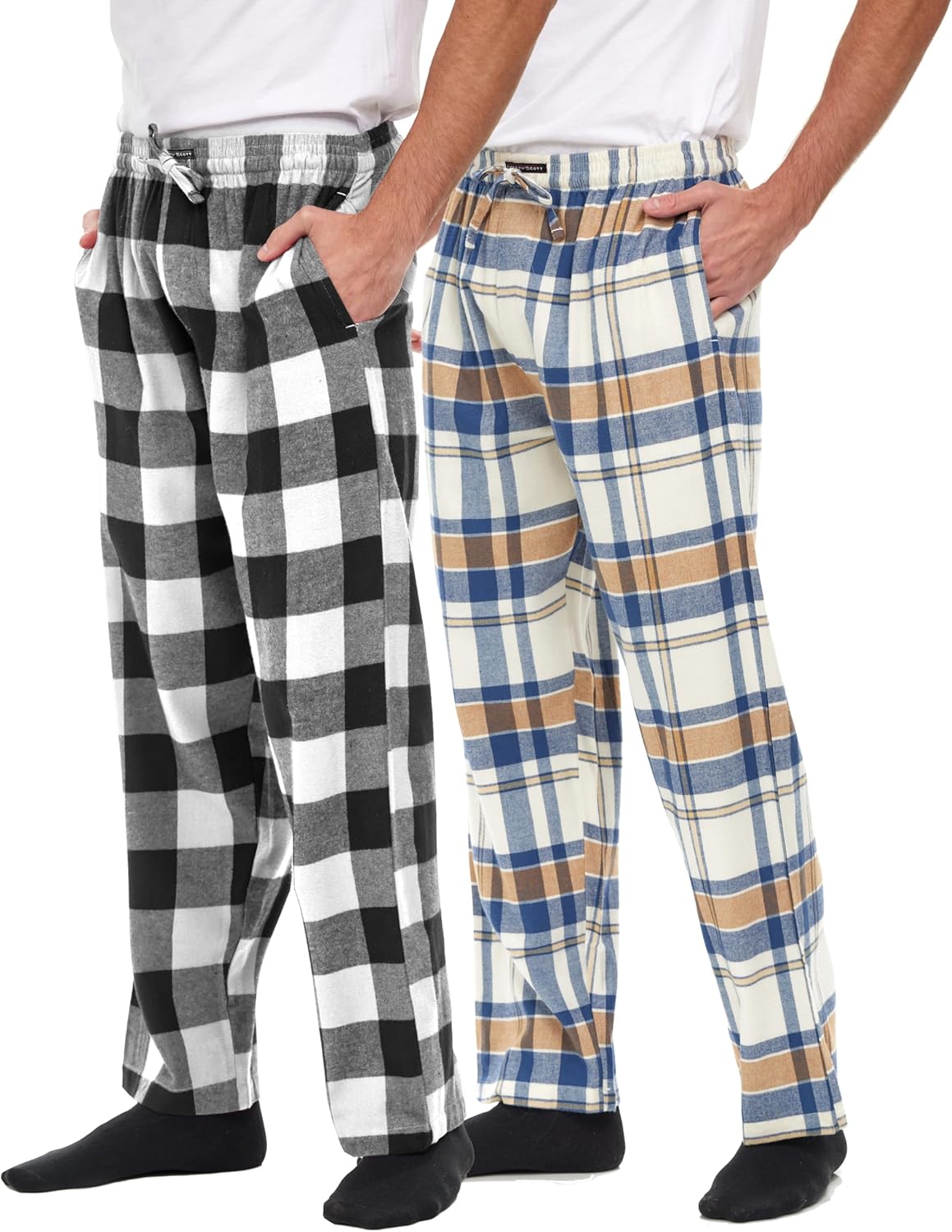Andrew Scott Men's Cotton Flannel Pajama Pants - 2 Pack Comfort