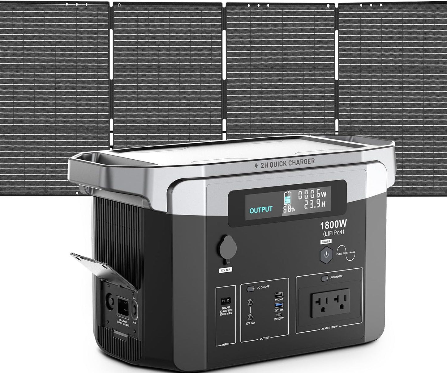OMMC Portable Solar Generator: 1800W Power, 3024Wh Capacity