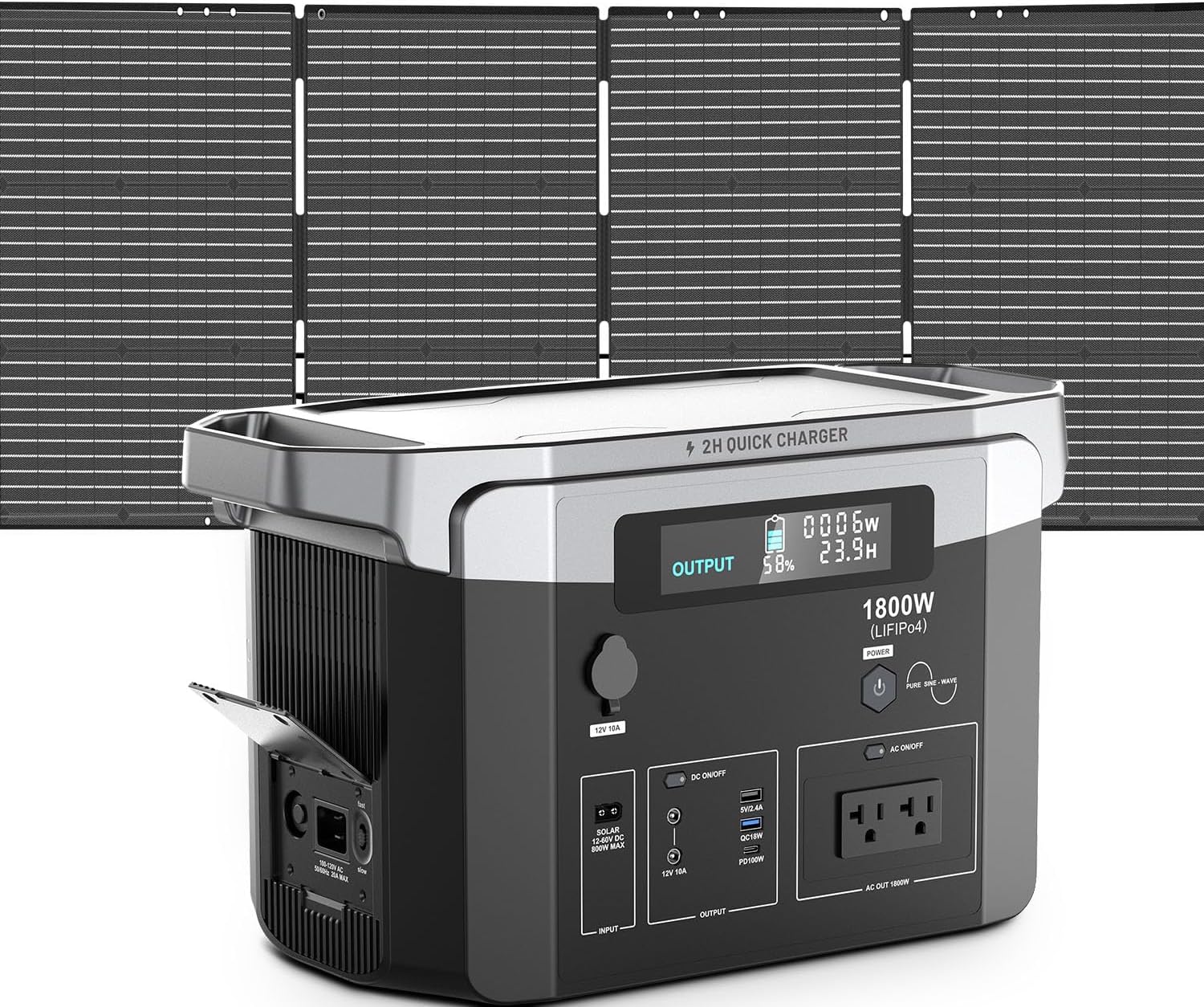 OMMC Portable Solar Generator: 1800W Power, 3024Wh Capacity