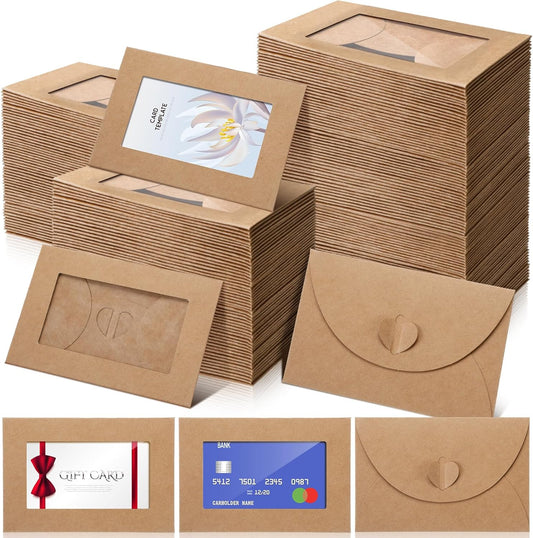 Uiifan 300 Pcs Window Gift Card Envelopes with Heart Clasp