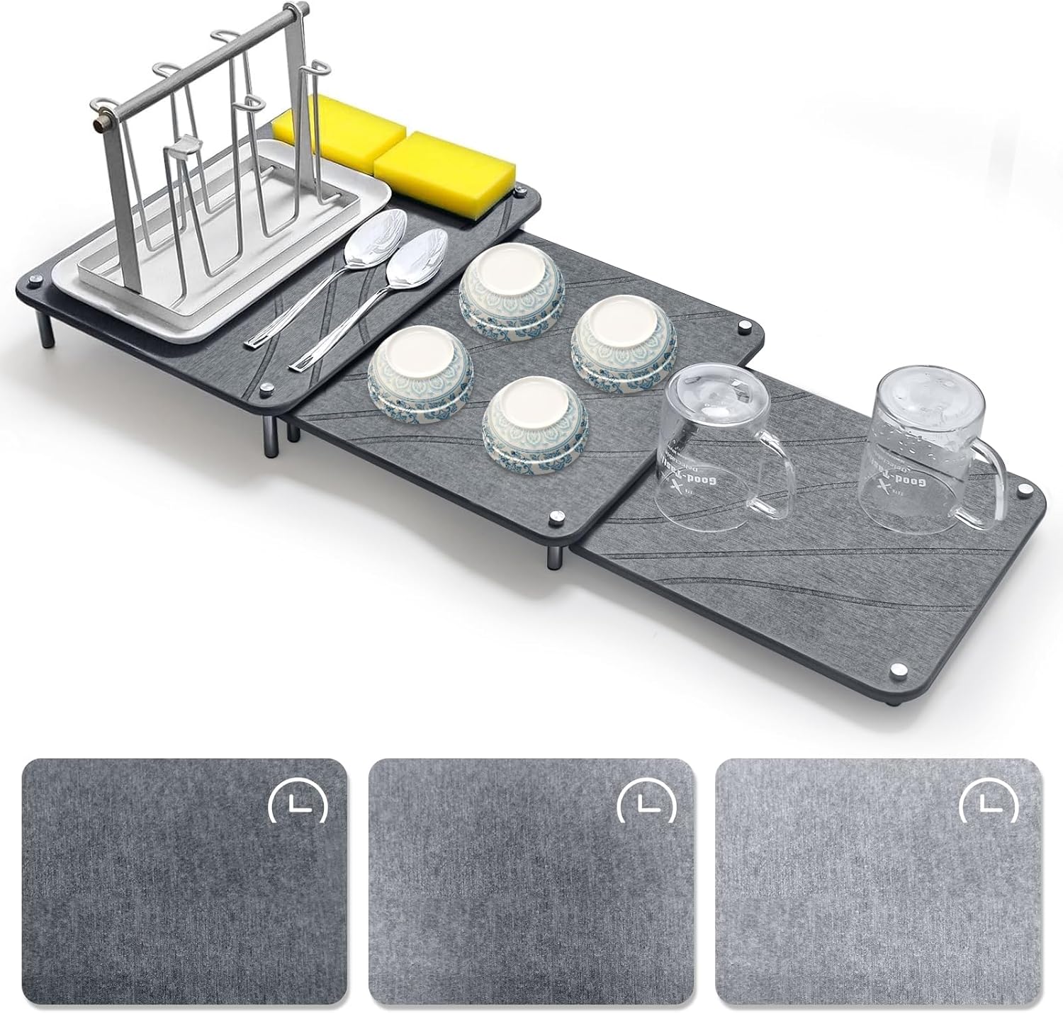3Pcs Nesting Stone Drying Mat for Kitchen Counter - Quick Drying