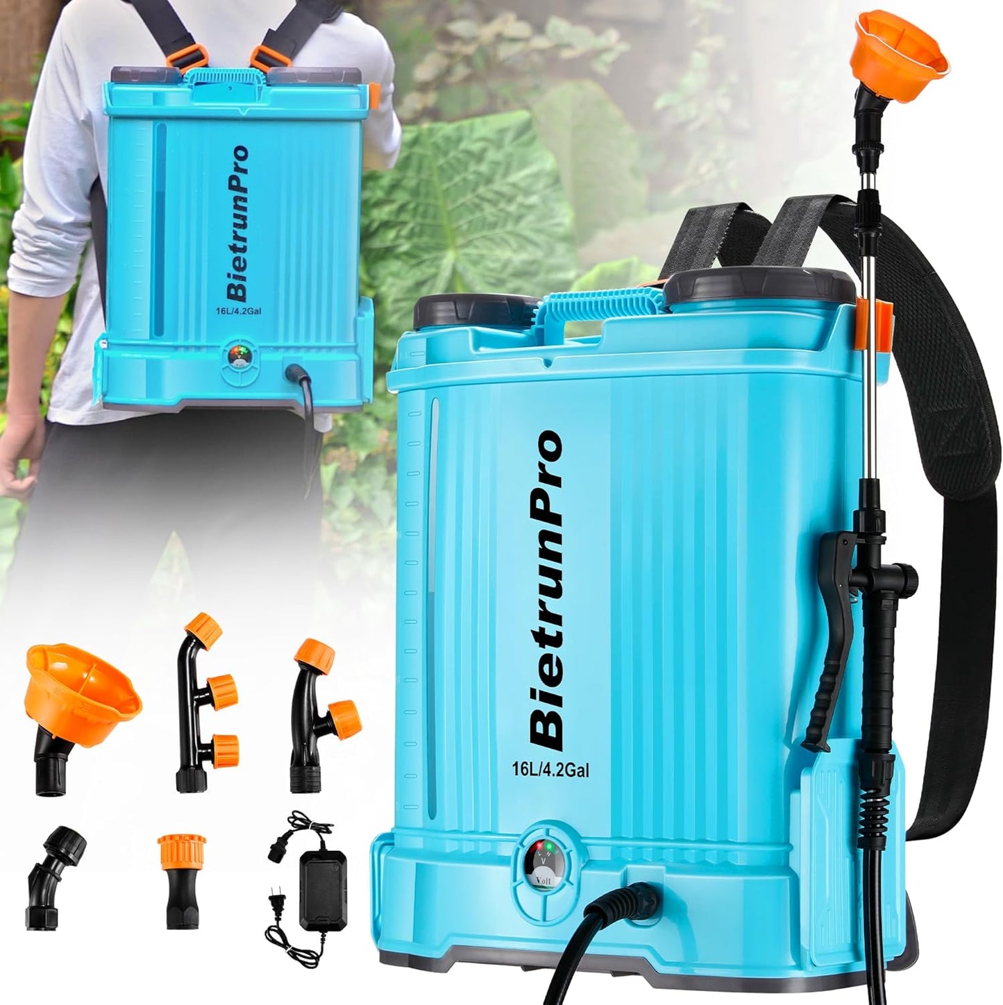 4 Gallon Battery Powered Backpack Sprayer for Lawn and Garden