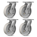 6in x 2in Industrial Casters Set of 4 - Heavy Duty Plate Casters