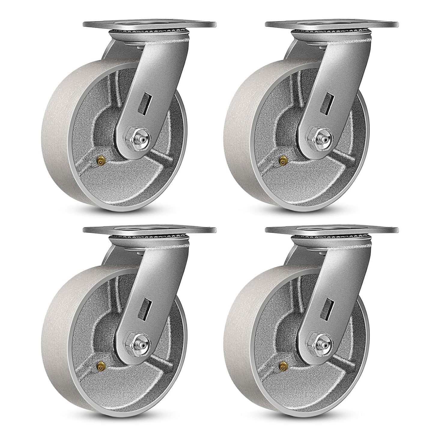 6in Industrial Casters Set of 4 - Heavy Duty Steel Wheels
