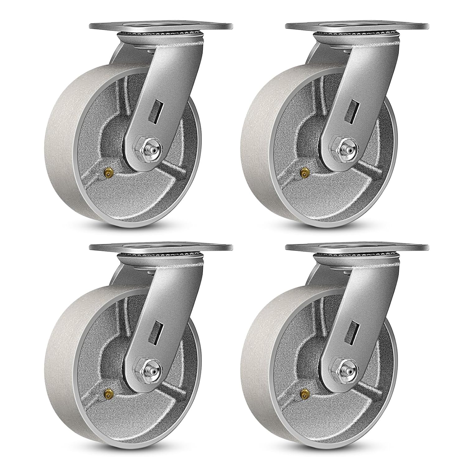 6in Industrial Casters Set of 4 - Heavy Duty Steel Wheels