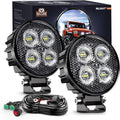 Nilight 3 in Round LED Pods 1500LM Flood - Compact Work Light