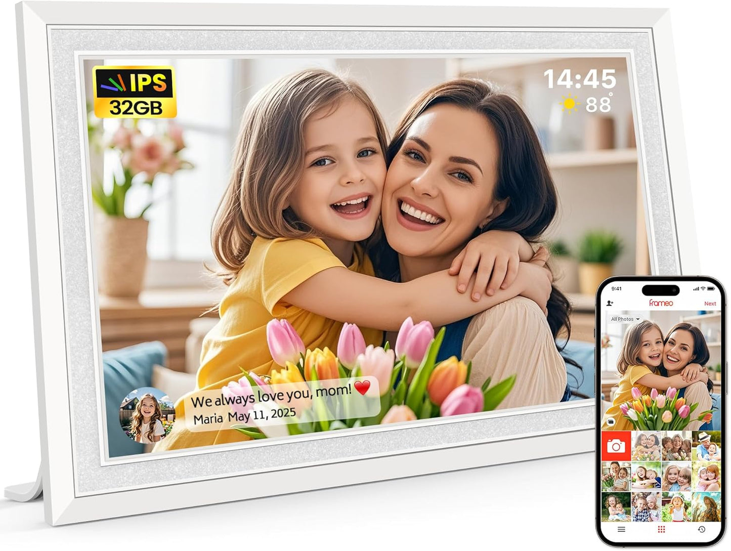 Frameo 10.1 Inch Digital Picture Frame with 32GB Memory
