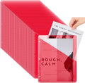 Pocket Folders for 3 Ring Binder Clear Plastic Sleeves 100 Pack - Red