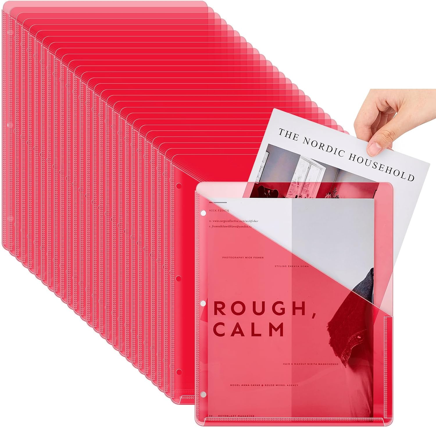 Seajan 100 Pcs Pocket Folders for 3 Ring Binder Organization