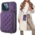 Dark Purple Crossbody Wallet Case for iPhone 13 Pro Max - RFID Safe
