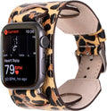 Cuff Leather Watch Band for Apple 42mm - Leopard Small Fit
